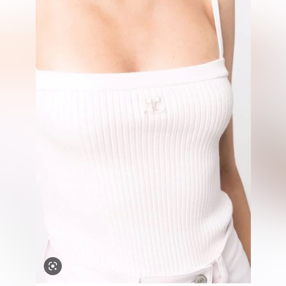 Courréges ribbed knit top in light pink